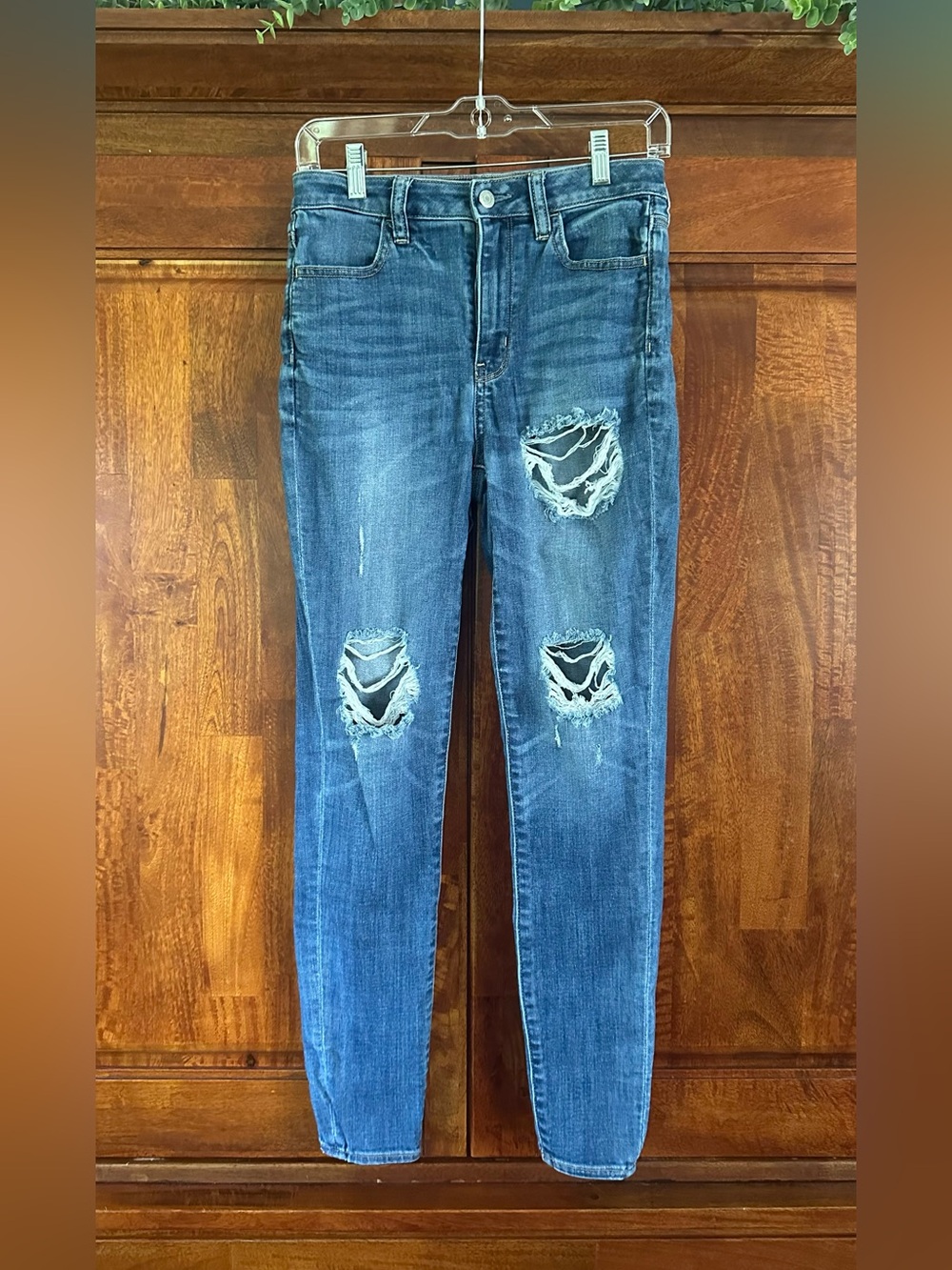 American Eagle Outfitters Women's Skinny Ripped Medium Blue Jeans